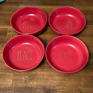 Rae Dunn PEACE RED AND GOLD CERAMIC PASTA BOWLS